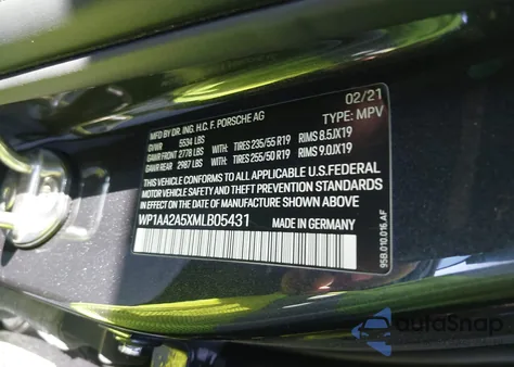 2021 Porsche Macan from USA, damaged, VIN WP1AA2A5XMLB05431